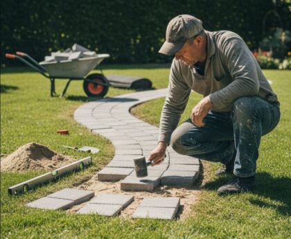 laying a Walkway with Paver Stones