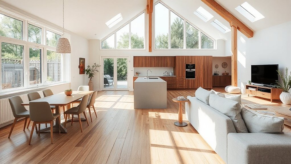 bright connected unobstructed spaces