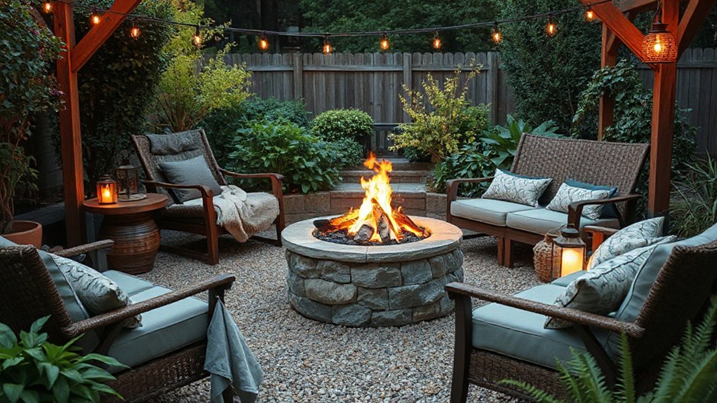 cozy firepit garden designs
