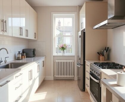 efficient narrow kitchen designs