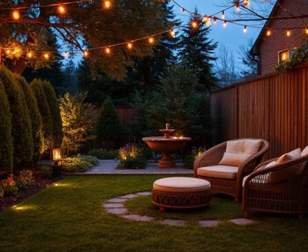 elegant garden evening lighting