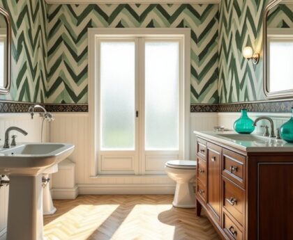 elegant geometric bathroom redesign