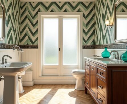 elegant geometric bathroom redesign
