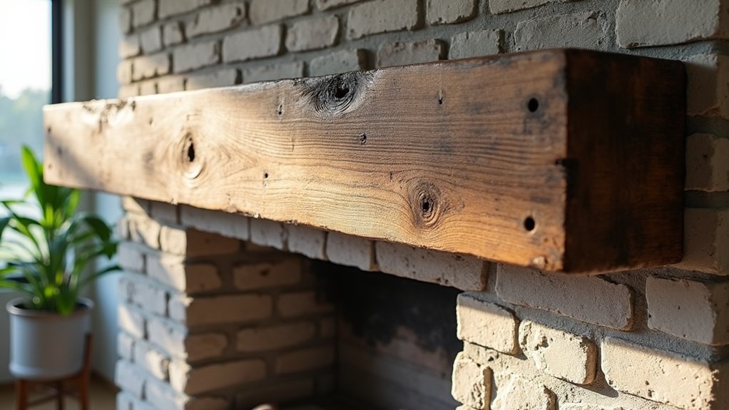 rustic reclaimed wood mantel