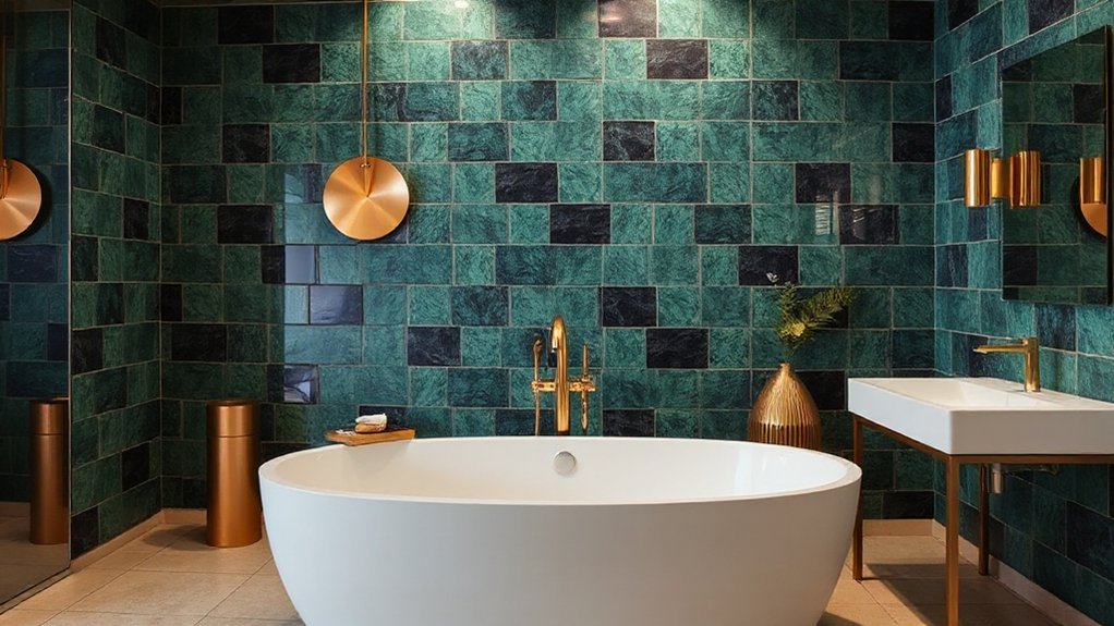 warm metallic statement tiles